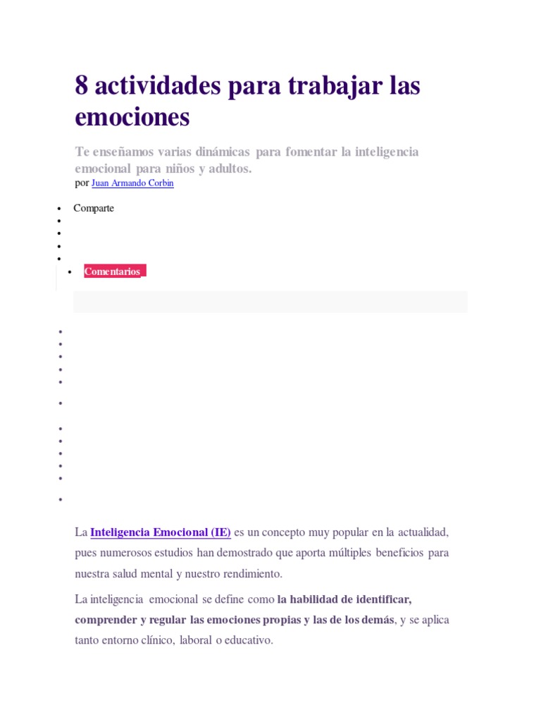 Actividades de Inteligencia Emocional para Adultos | PDF | Inteligencia ...