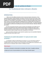 Le traitement des retours clients