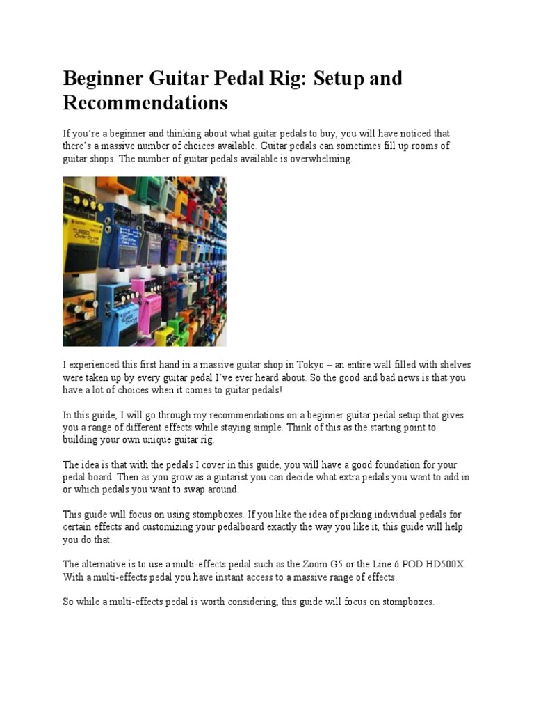 Beginner Guitar Pedal Rig: Setup and Recommendations | PDF | Music ...