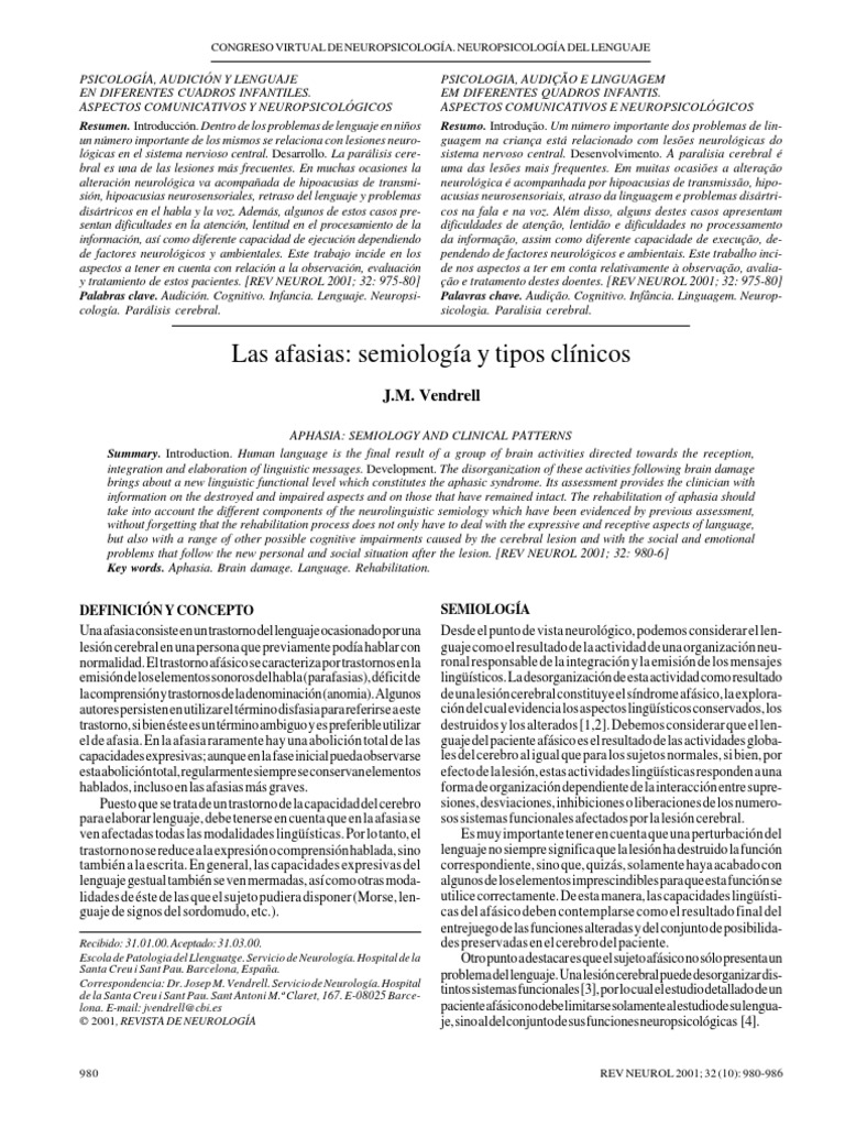 Afasias 2 PDF | PDF | Afasia | Palavra