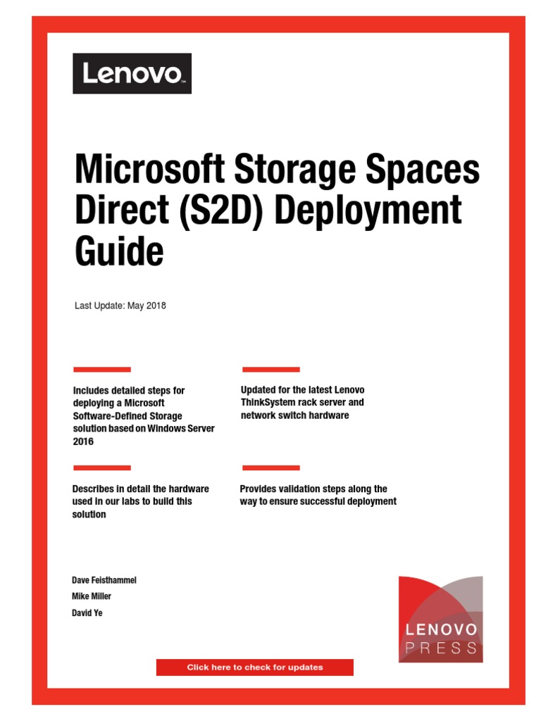 Microsoft Storage Spaces Direct (S2D) Deployment Guide: Front Cover ...