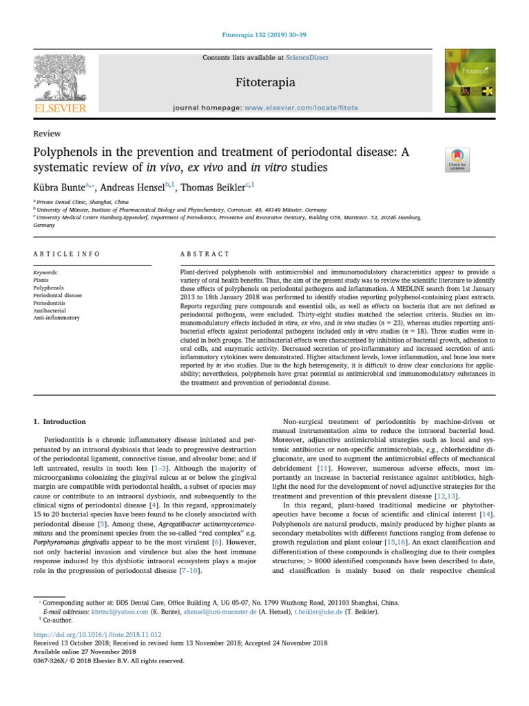 Polyphenols in The Prevention and Treatment of Periodontal Disease - A ...