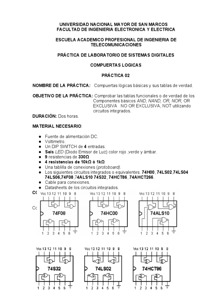 Compuertas Lógicas y 74S32 en Práctica | PDF | Puerta lógica | Diodo ...