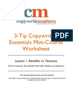 3-Tip Copywriting Essentials Mini-Course Worksheet: Lesson 1: Benefits vs. Features