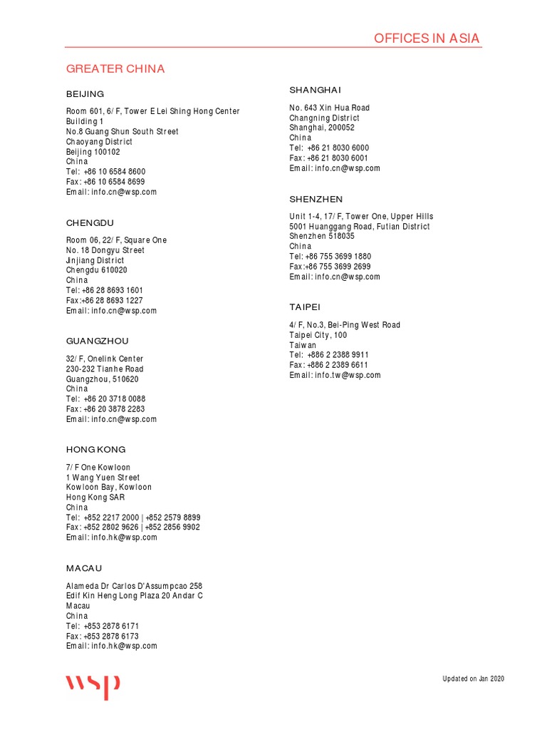 Asian Office Locations Guide | PDF | Shenzhen