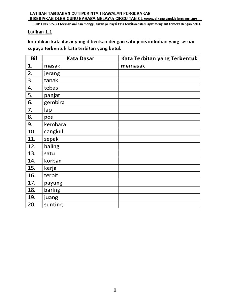 Edisi Murid Kata Terbitan
