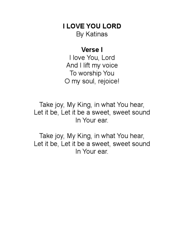 I Love You Lord PDF