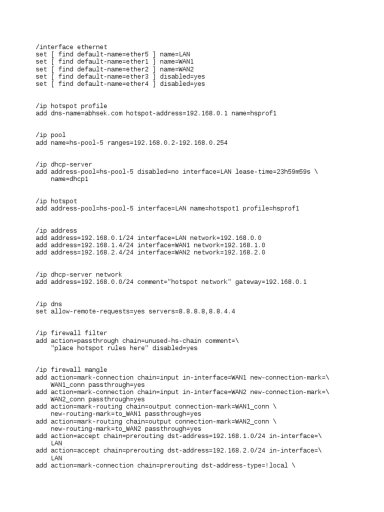 Mikrotik 2 WAN Load Balancing Setup | PDF | Firewall (Computing ...