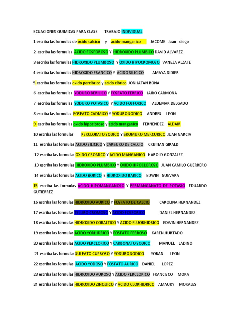 Quiz Individual Quimica Sustancias Quimicas Compuestos Quimicos