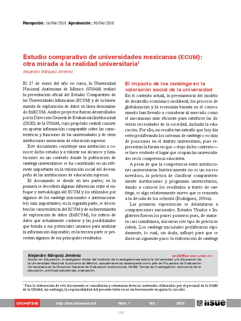 Estudio Comparativo de Universidades en México | PDF | México | Universidad