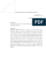 Solicitud de devolución de arma de fuego y licencias