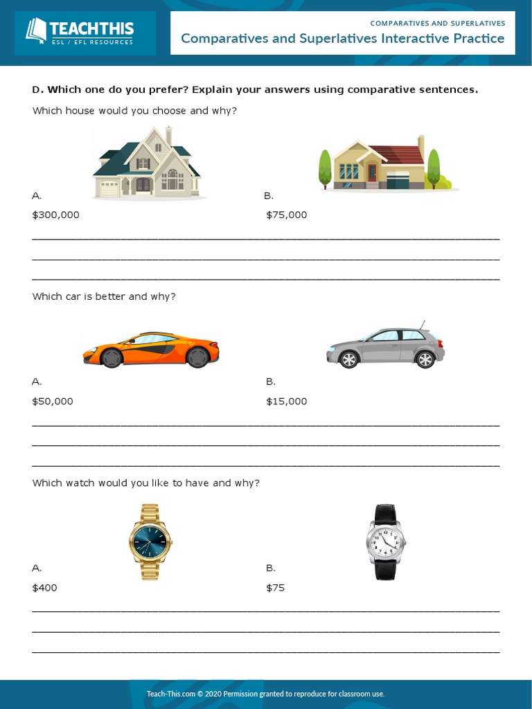 Comparing Two Objects - Evaluated Writing Writing | PDF
