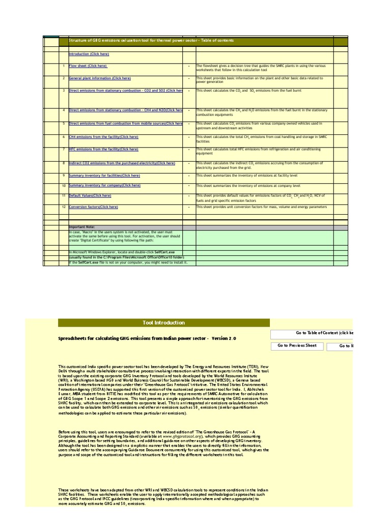 GHG Emissions Tool for Power Sector | PDF | Emission Intensity ...
