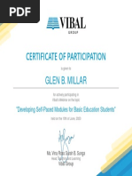 Certificate of Participation: Glen B. Millar