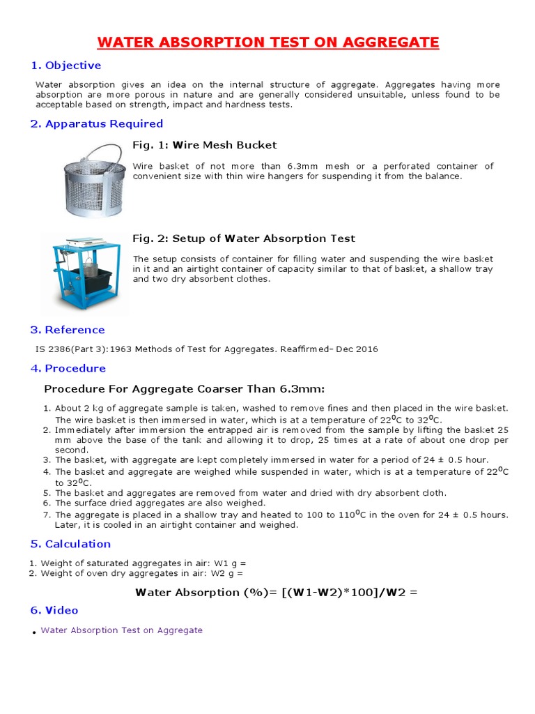 Water Absorption Test On Aggregate PDF