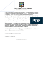 Universidad Nacional Agraria La Molina COMUNICADO N°011-2020