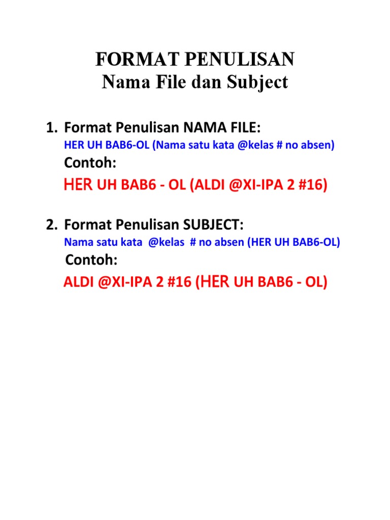 Format Penulisan Nama File dan Subject | PDF