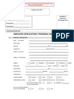 Employee Application / Personal Data Form: For Office Use Only