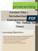 Introduction to Entrepreneurship Lecture