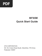 Mf65M Quick Start Guide: Zte Corporation No. 55, Hi-Tech Road South, Shenzhen, P.R.China Postcode: 518057