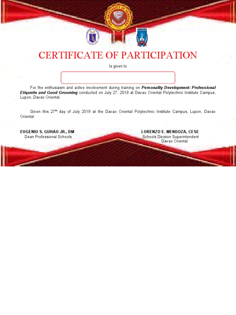Certificate of Participation in Training | PDF