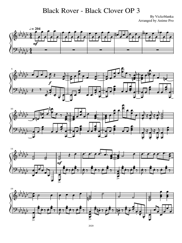 Black Rover Black Clover Op 3 By Vickeblanka Arranged By Anime Pro