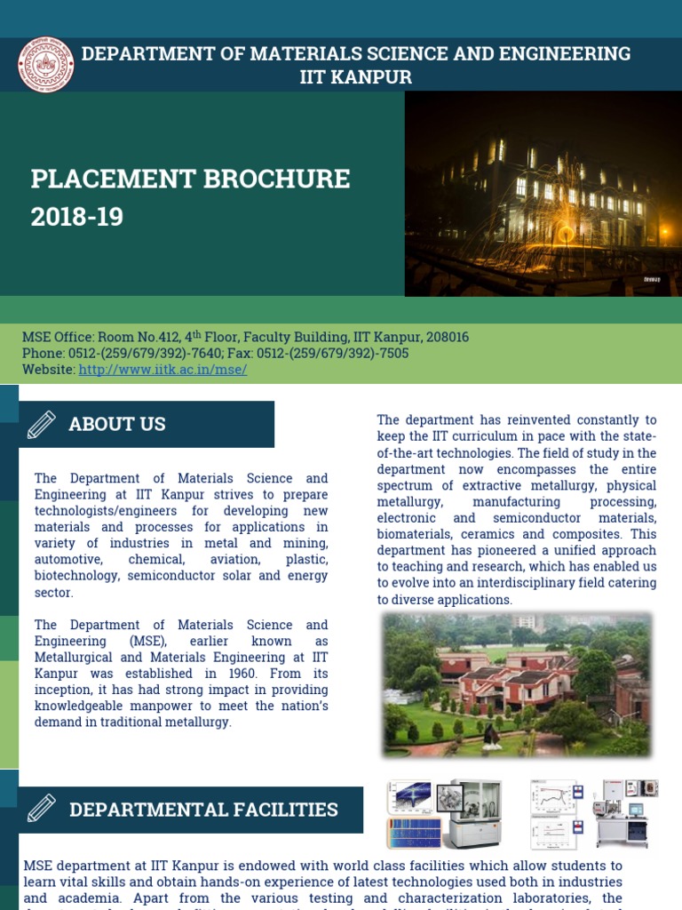 Placement Brochure 201819 Department of Materials Science and