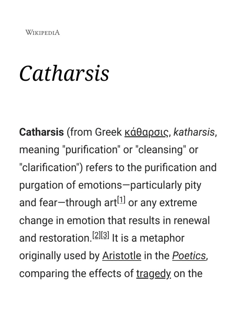 Catharsis Wikipedia Subjective Experience Behavioural Sciences