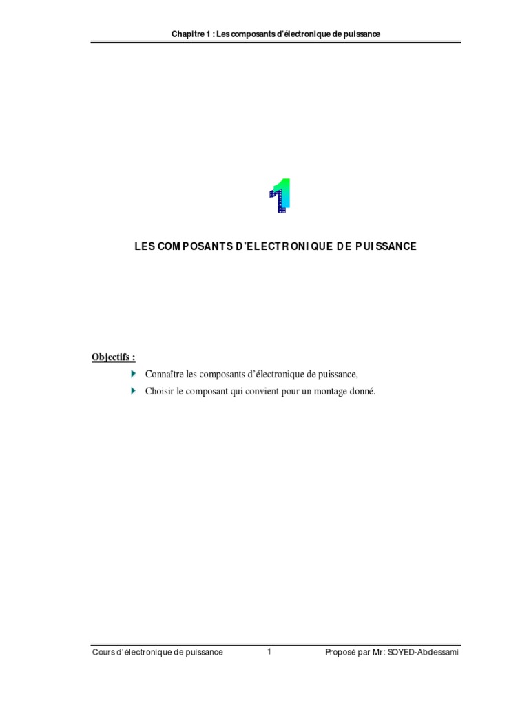 Chapitre 1 Composants Electronique Puissance PDF | PDF | Transistor ...