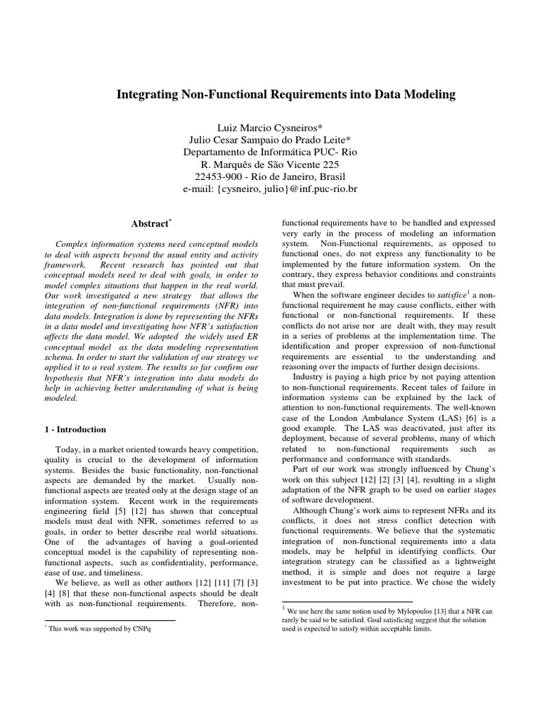 Integrating NFRs in Data Modeling | PDF | Conceptual Model | Data Model