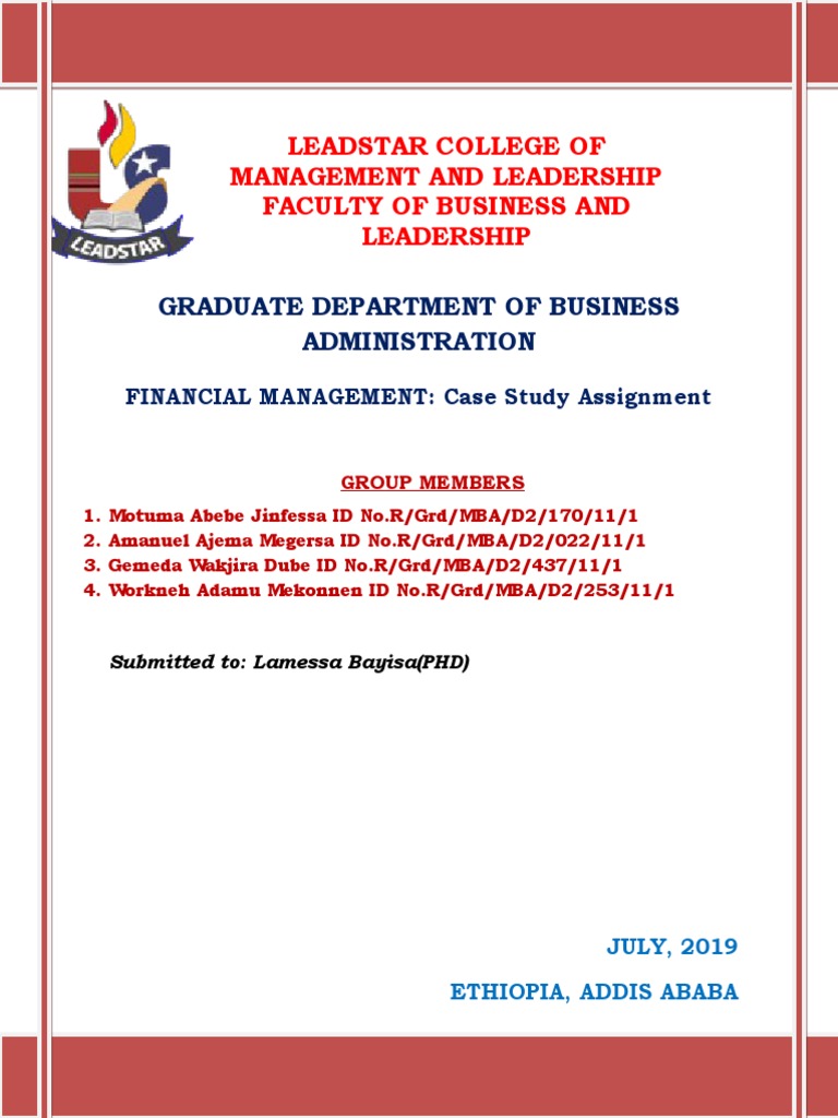 MBA Financial Management Case Study | PDF | Net Present Value | Capital ...