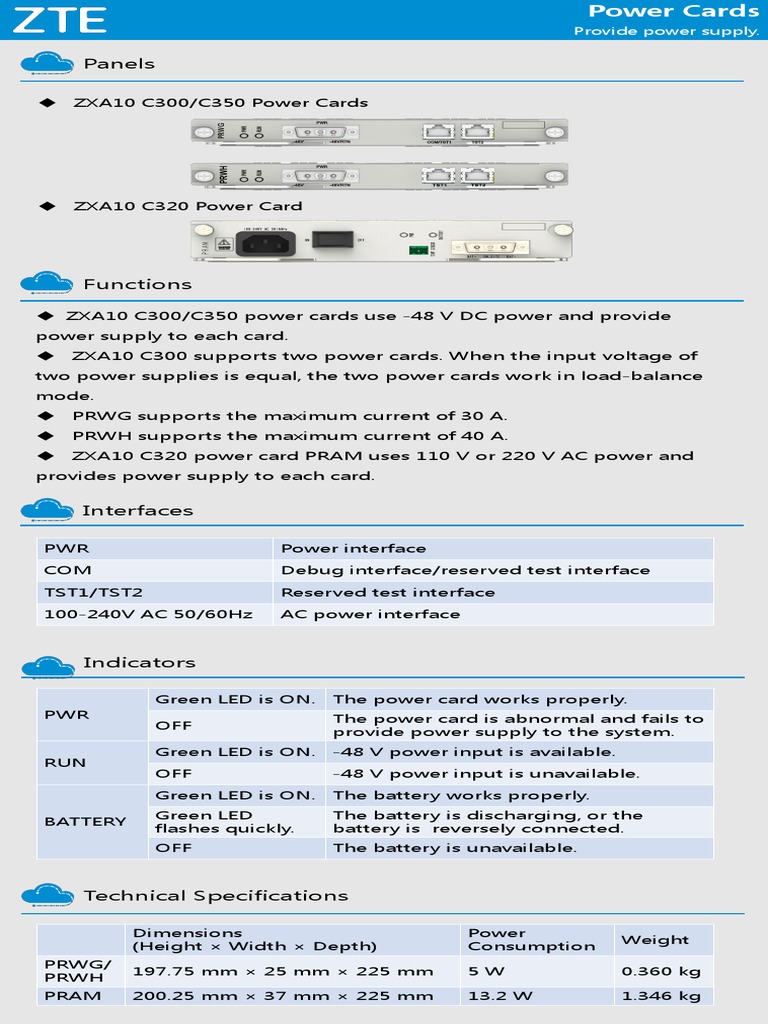ZTE OLT Power Cards | PDF