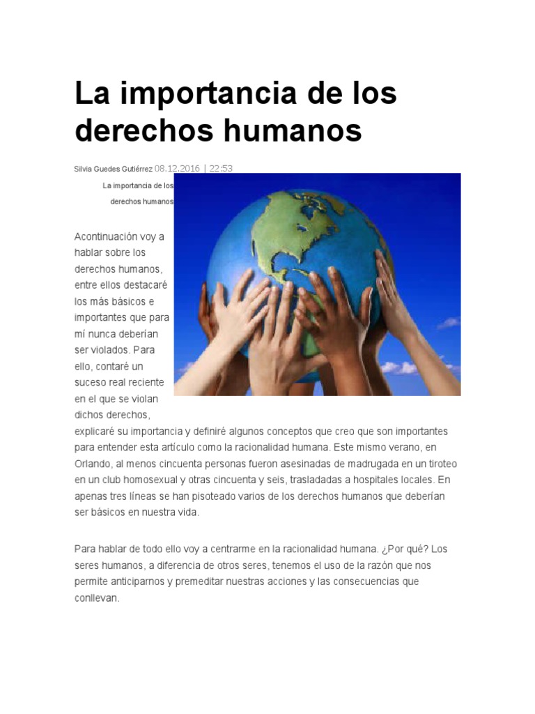 La Importancia de Los Derechos Humanos | PDF | Derechos humanos ...