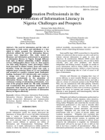 Information Professionals in The Promotion of Information Literacy in Nigeria Challenges and Prospects PDF