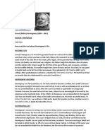 Ernest (Miller) Hemingway (1898 - 1961) Student's Worksheet Task One Now Read The Text About Hemingway's Life: His Early Life