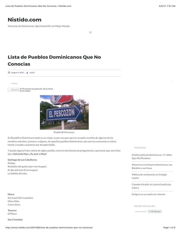 Lista de Pueblos Dominicanos Que No Conocias | PDF