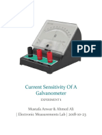 Current Sensitivity of A Galvanometer: Mustafa Anwar & Ahmed Ali - Electronic Measurements Lab
