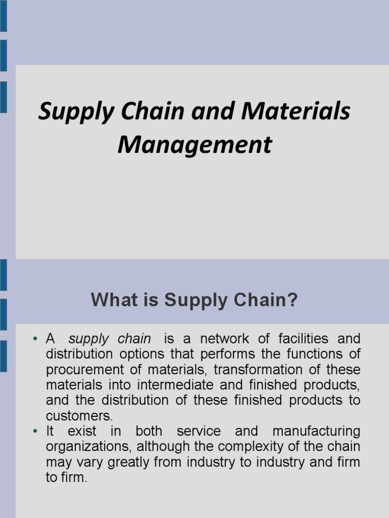 Supply Chain and Materials Management Overview | PDF | Supply Chain ...