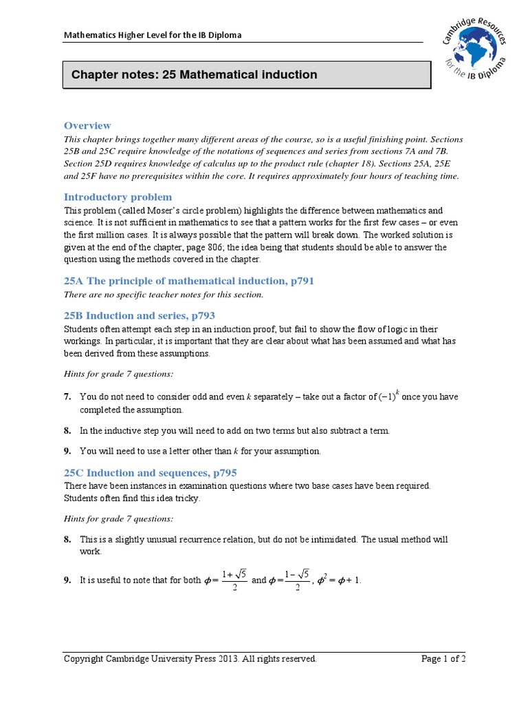 Chapter Notes: 25 Mathematical Induction | PDF | Inductive Reasoning ...