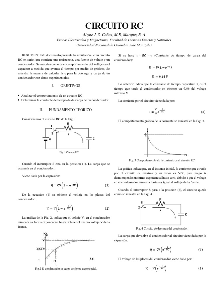 Análisis de Circuito RC y Constante de Tiempo | PDF | Condensador | Fuerza