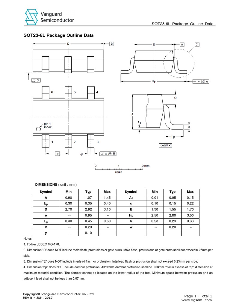 SOT23-6L Package Outline Data | PDF