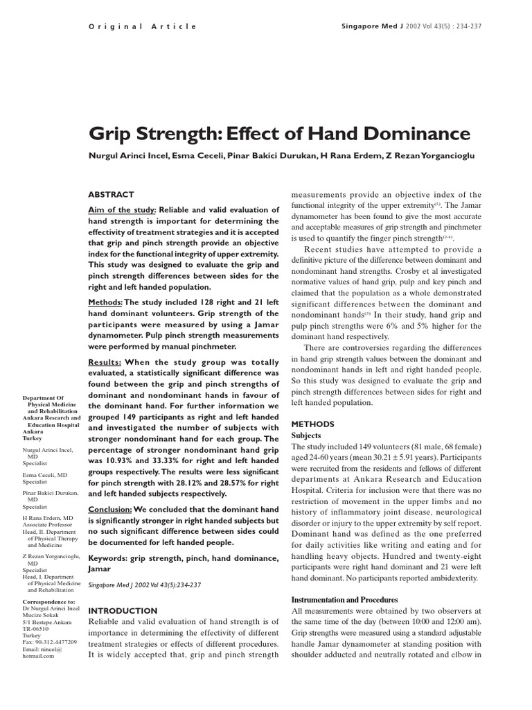 Grip Strength and Hand Dominance Study | PDF | Handedness | Hand