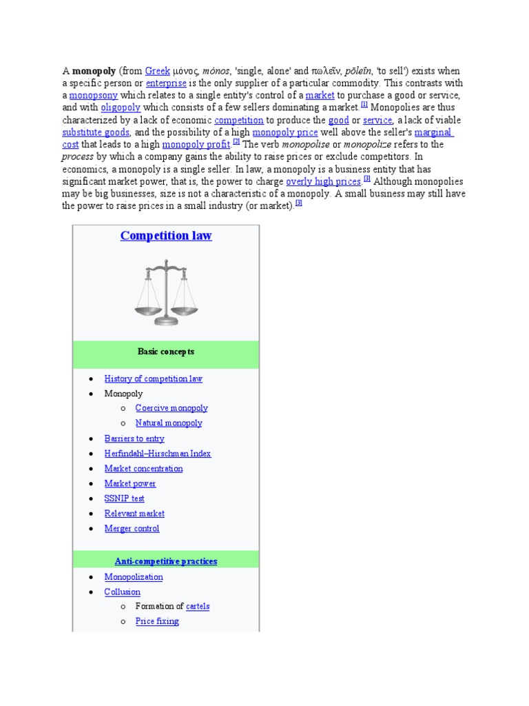 Competition Law | PDF | Market Power | Monopoly