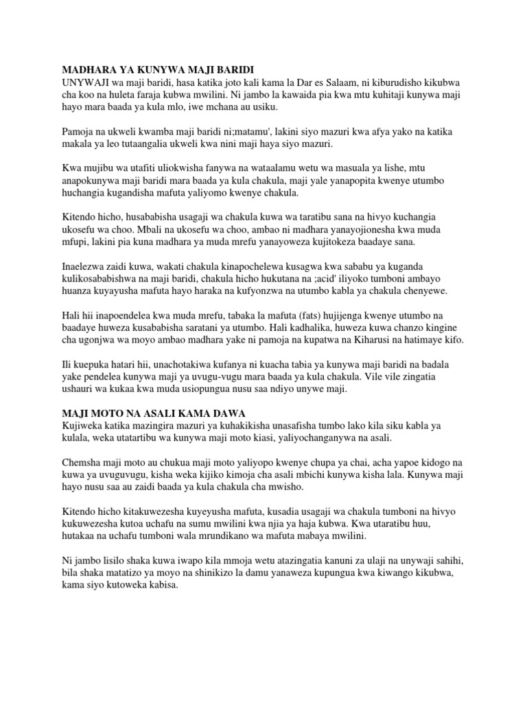 Madhara Ya Kunywa Maji Baridi PDF