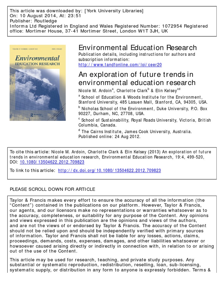 Environmental Education Research | PDF | Qualitative Research | Interview