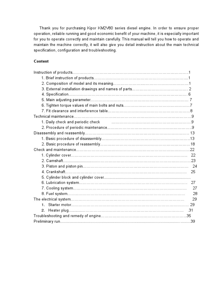 KM2V80 Diesel Engine Repair Guide | PDF | Diesel Engine | Piston