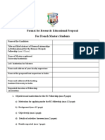 Format For Research/ Educational Proposal For French Masters Students