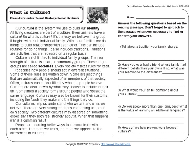 What Is Culture? CrossCurricular Focus History/Social Sciences PDF