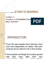Introduction To Business: Lecturer: S M Shahidul Alam Date: 26/9/2017