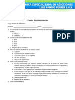 Prueba de Conocimiento Auxiliar de Enfermeria